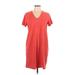 Universal Thread Casual Dress - Shift V-Neck Short sleeves: Red Solid Dresses - Women's Size Large