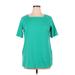 Woman Within Short Sleeve T-Shirt: Teal Print Tops - Women's Size 14