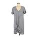 Z Supply Casual Dress - Mini V Neck Short sleeves: Gray Dresses - Women's Size Medium