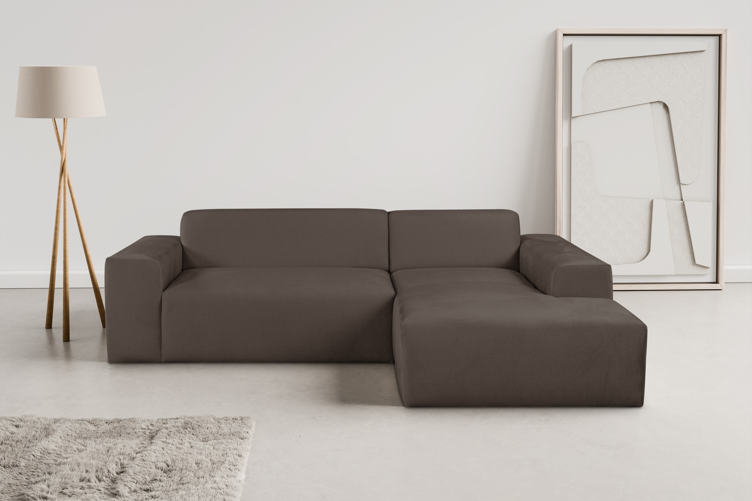 Ecksofa OTTO HOME "Zeus-L modern & zeitlos, Breite 253 cm, bequemes Sofa", braun (espresso), B:253cm H:70cm T:188cm, 100% PES, Sofas, Ecksofa, Curvy Trend Ecksofa mit urbaner Optik