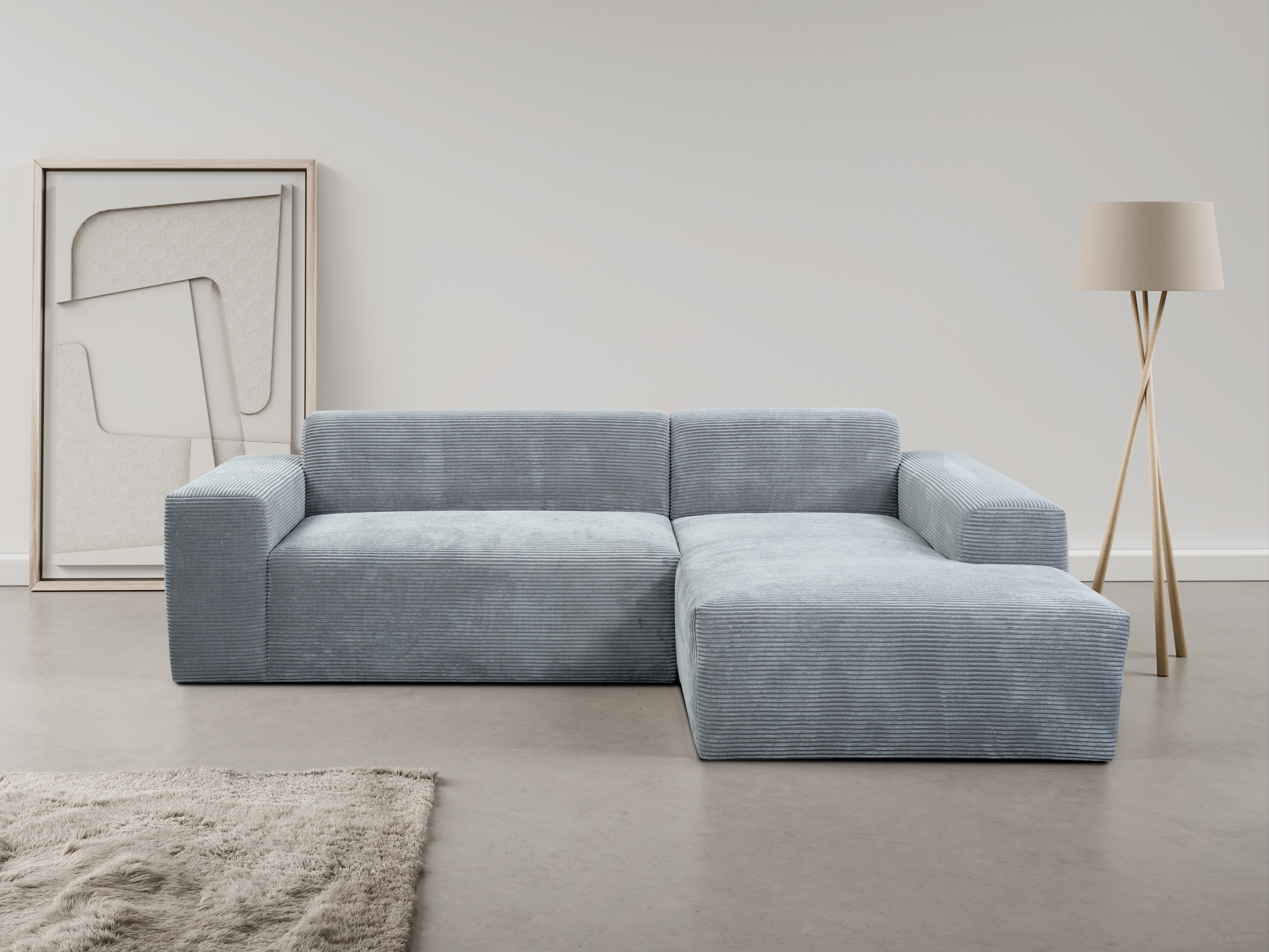 Ecksofa WERK2 "Zeus-L modern & zeitlos, Breite 253 cm, bequemes Sofa", grau, B:253cm H:70cm T:188cm, 90% Polyester, 10% Nylon, Sofas, Curvy Trend Ecksofa mit urbaner Optik
