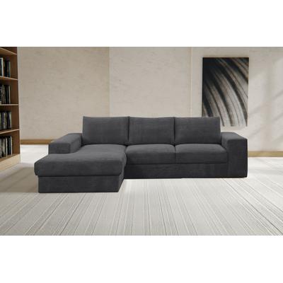 Ecksofa WERK2 "Rozzana Design Ecksofa mit hohem Komfort, zeitlos & elegant, L-Form", grau (anthrazit), B:280cm H:86cm T:190cm, 90% Polyester, 10% Nylon, Sofas, in kuschelweichen Trendstoffen Cord, Breitcord und Plüsch Image
