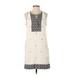 Madewell Casual Dress - Mini Crew Neck Sleeveless: Ivory Dresses - Women's Size 4