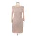 Adrianna Papell Casual Dress - Sheath Scoop Neck 3/4 sleeves: Pink Solid Dresses - Women's Size 6