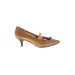 Ron White Heels: Pumps Kitten Heel Work Tan Solid Shoes - Women's Size 39.5 - Pointed Toe