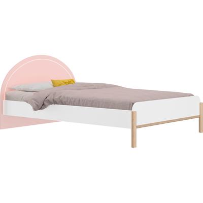 Jugendbett GAMI "Einzelbett, Kinderbett, mit LED-Beleuchtung am Kopfteil, 90x200 cm", rosa (weiß, rosa, rosafarben, eiche hell), B:102cm H:83cm L:207cm, Betten, Kinderbett Jugendbett, Elegantes Design für eine sanfte und feminine Atmosphäre. Image