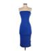 Moa U.S.A. Casual Dress - Party Open Neckline Sleeveless: Blue Print Dresses - Women's Size Small