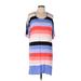 Ellen Tracy Casual Dress - Shift Scoop Neck 3/4 sleeves: Blue Print Dresses - Women's Size Large