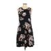 Fortune + Ivy Casual Dress - A-Line Crew Neck Sleeveless: Black Floral Dresses - Women's Size Large