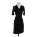 Banana Republic Casual Dress - Sheath V Neck 3/4 sleeves: Black Solid Dresses - Women's Size 4