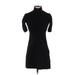 Athleta Casual Dress - Mini Turtleneck Short sleeves: Black Print Dresses - Women's Size 2X-Small