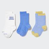 Kid's Regular Socks (3 Pairs) with Deodorizing | Blue | 3Y-8Y | UNIQLO US