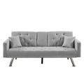 Orren Ellis Vonzay Twin 75.59" Wide Cushion Back Convertible Sofa Wood/Linen in Gray | 31.1 H x 75.59 W x 30.7 D in | Wayfair