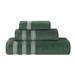 Ebern Designs Hershal Zero Twist Cotton Ribbed Modern Geometric Border Soft 3 Piece Bathroom Towel Set 100% Cotton in Green | 30 W in | Wayfair