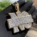 Iced Out Bling Letters No Excuse Pendentif Collier pour Homme Hip Hop Gold Document 5A Rectangle