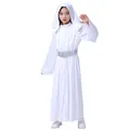 Robe Blanche à Capuche avec Perruque pour Fille Princesse Leia Costume de ixd'Halloween et de