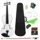 Violon 4/4 blanc avec étui archet cordes accordeur muet ponts accessoires adapté aux