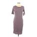 Lularoe Casual Dress - Sheath Scoop Neck Short sleeves: Purple Print Dresses - New - Women's Size Medium