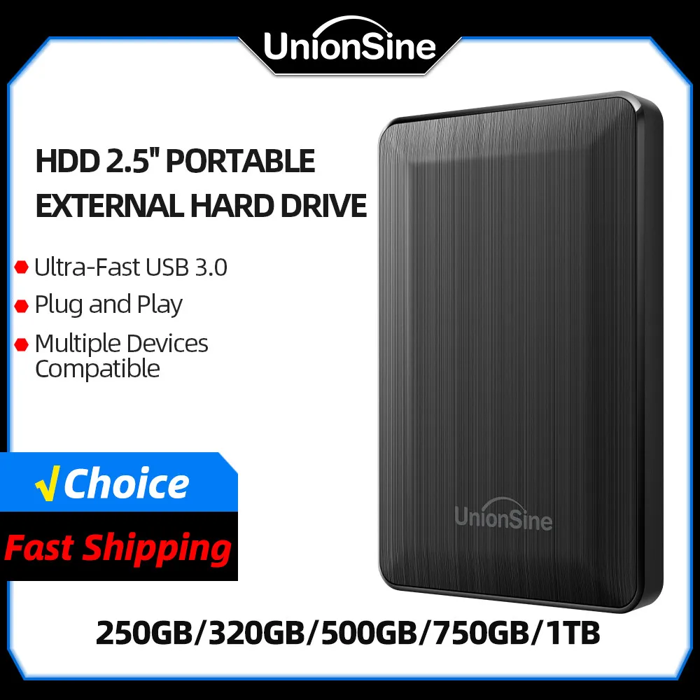 UnionSine-Disque dur externe HDD portable USB 3.0, 2.5 ", 320 Go, 500 Go, 750 Go, 1 To, compatible avec PC,Mac, ordinateur de bureau, MacPle, TV