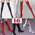 Bottes Creuses en Cuir de Soldat Féminin Chaussures à Talons Hauts pour Figurines d'Action de 12