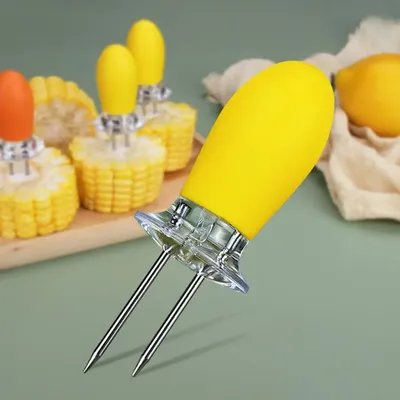 QuestionCorn Holder-Fourchette à fruits à prise confortable acier inoxydable maïs sur l'épi