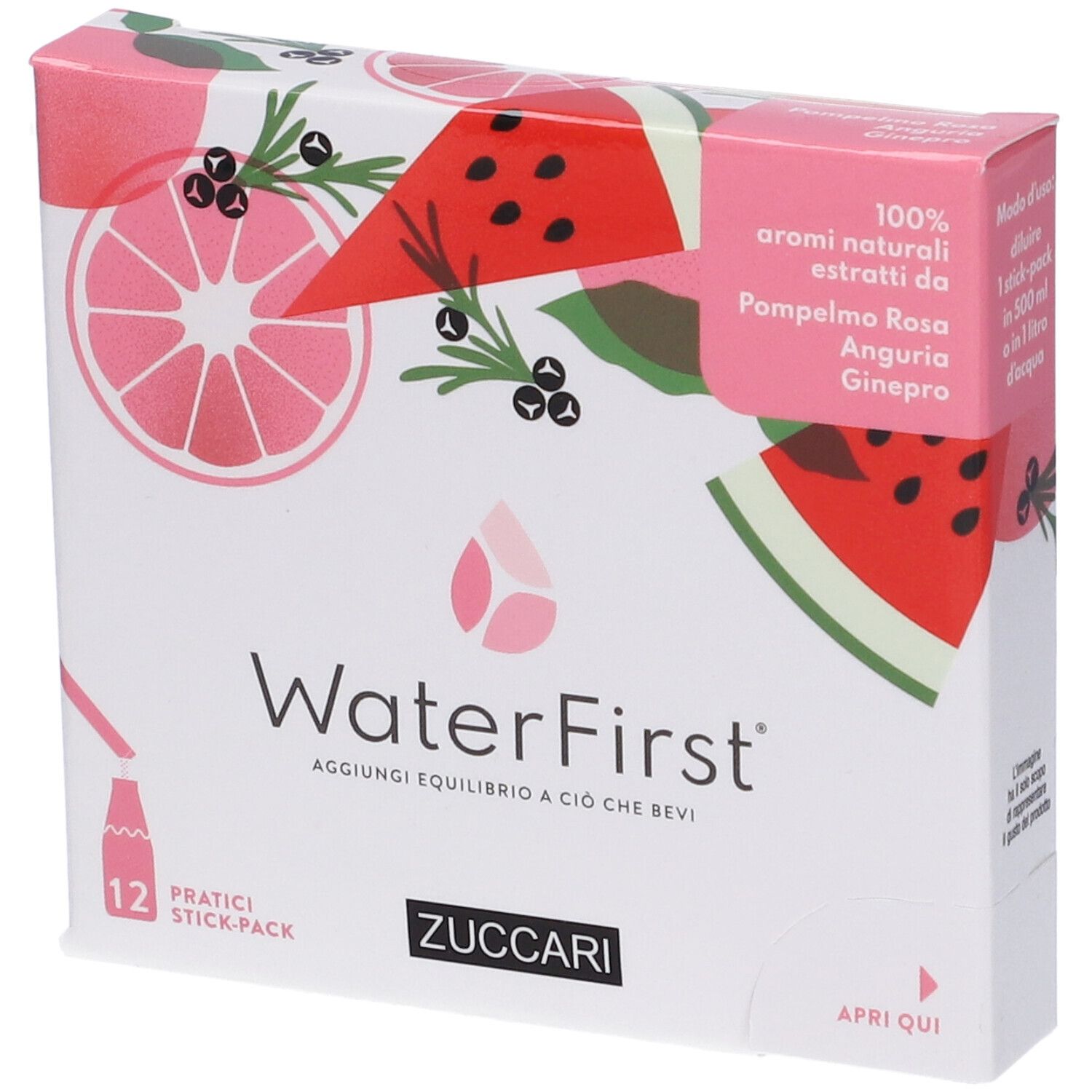 WaterFirst Pompelmo Rosa, Anguria, Ginepro 18 g Polvere per soluzione