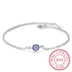Luxury 925 Sterling Silver Bracelets Cz Crystal Charms Bracelet Blue Enamel Lucky Eye Beads Bracelet