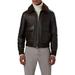 Leather Bomber Jacket With Removable Genuine Shearling Collar