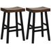 Costway 24" Bar Stool Set of 2 Counter Height Solid Wood Curved Saddle