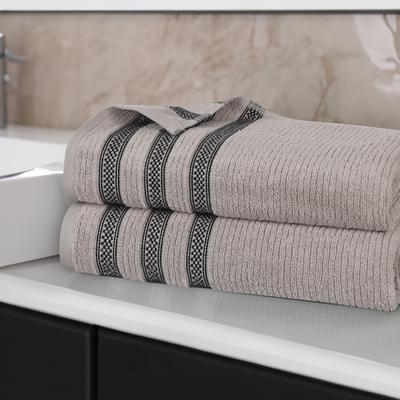 Superior Brea Zero Twist Cotton Ribbed Modern Bath Sheet Set of 2