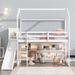 Merax Twin Size Wood House Loft bed with Slide