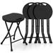 Gymax Set of 4 Outdoor Folding Stool Portable Space-Saving Round X