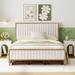 Full Size Beige Linen Fabric Metal Upholstered Bed w/ 4 Drawers Storage Bed