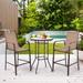 Gymax 3PCS Patio Bar Set Outdoor Bistro Set w/ 2 Stools & 1 Tempered