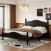 Black Retro Style Queen Size Platform Bed, Solid Wood Upholstered Bed Frame