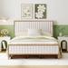 Full Size Metal Bed Frame Linen Fabric Upholstered Bed w/ Drawers