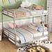 Full XL over Queen Metal Bunk Bed with Trundle and Staircase