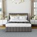 Gray Queen Size Linen Upholstered Bed w/ Hydraulic Storage System