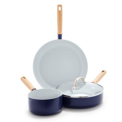 Mid Century Modern Ceramic Cookware Set Navy Blue