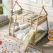 Twin over Queen House Bunk Bed with Climbing Ramp Upholstered Bed