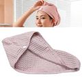 Waffle Hair Towel 1Pc Waffle Hair Towel Ultra Absorbent Hair Drying Fast Drying Shower Bath Towel Pure Color Dry Hair for Home Hotel Travel (Pink)