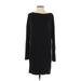 Athleta Casual Dress - Shift Crew Neck Long sleeves: Black Solid Dresses - Women's Size Small Tall