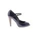 Gaia D'Este Heels: Purple Solid Shoes - Women's Size 39 - Round Toe