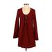 Nasty Gal Inc. Casual Dress - A-Line Tie Neck Long sleeves: Brown Solid Dresses - Women's Size Small