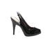 Joan & David Heels: Pumps Stilleto Minimalist Black Solid Shoes - Women's Size 8 1/2 - Almond Toe