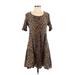 American Angel Casual Dress - A-Line Scoop Neck Short sleeves: Brown Leopard Print Dresses - Women's Size Small