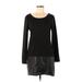 Banana Republic Factory Store Casual Dress - Mini Scoop Neck Long sleeves: Black Color Block Dresses - Women's Size 8