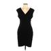 Jones Wear Dress Cocktail Dress - Party V Neck Short sleeves: Black Solid Dresses - Women's Size 10 Petite