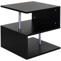 HOMCOM Wooden S Shape Cube Coffee Console Table 2 Tier Storage Shelves Organizer Office Bookcase Living Room End Desk Stand Display (Black)