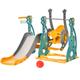 HOMCOM 3-IN-1 Kids Swing and Slide Set with Basketball Hoop Slide Swing Adjustable Seat Height Toddler Playground Activity Center Indoor and Outdoor P